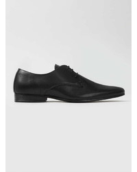Topman Black Leather Perforated Derby Shoes
