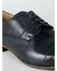 Topman Black Leather Toecap Derby Shoes