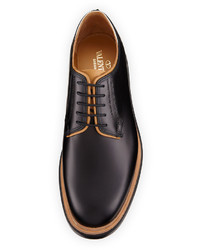 Valentino Two Tone Leather Lace Up Derby Shoe Black