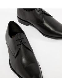 Frank Wright Wide Fit Derby Shoes In Black Leather