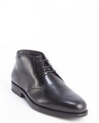 Salvatore Ferragamo Black Leather Lace Up Pioneer Chukka Boots