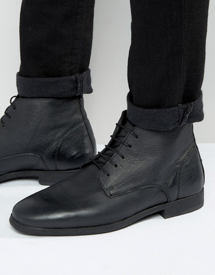 black leather desert boots