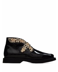 Saint Laurent Teddy Leopard Trim Calfskin Boots
