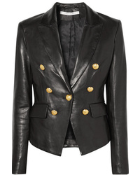 Veronica Beard Cooke Double Breasted Leather Blazer