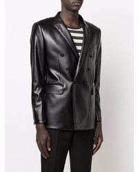 Reveres 1949 Double Breasted Faux Leather Blazer