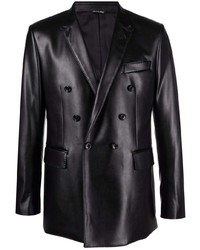 Reveres 1949 Double Breasted Faux Leather Blazer