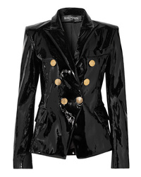 Balmain Double Breasted Patent Leather Blazer