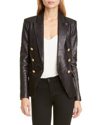 L'Agence Kenzie Double Breasted Leather Blazer
