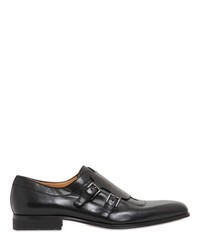 a. testoni Leather Monk Strap Shoes, $1,050 | LUISAVIAROMA | Lookastic.com