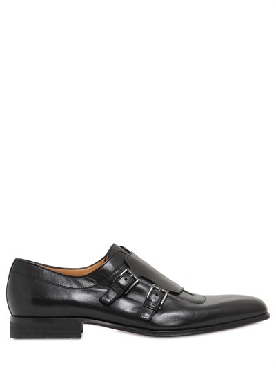 a. testoni Leather Monk Strap Shoes, $1,050 | LUISAVIAROMA | Lookastic.com
