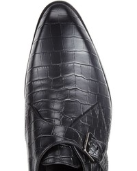 Robert Clergerie Black Croc Embossed Leather Shoes