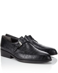 Robert Clergerie Black Croc Embossed Leather Shoes