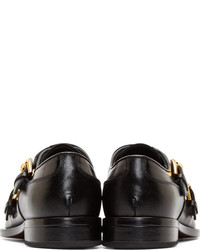 Versace Black Double Monk Strap Shoes