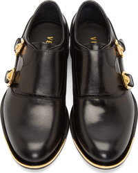 Versace Black Double Monk Strap Shoes