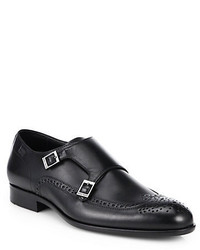 Hugo Boss Boss Brossio Double Monk Strap Leather Dress Shoes