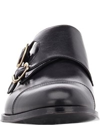 Doucal's Cap Toe Double Monk Shoes Black