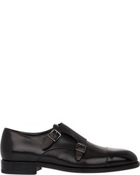 Giorgio Armani Cap Toe Double Monk Shoes Black