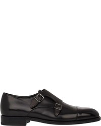 Giorgio Armani Cap Toe Double Monk Shoes Black Size 7