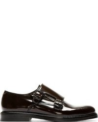 Carven Dark Brown Leather Monk Strap Shoes