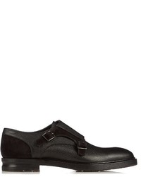 Alexander McQueen Double Monk Strap Grained Leather Shoes