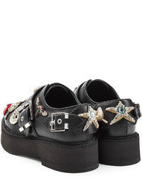 Alexander McQueen Embellished Leather Monk Shoes