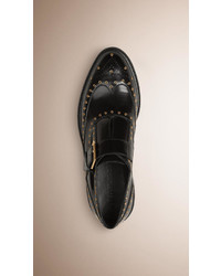 Burberry Eyelet Detail Leather Monk Strap Shoes