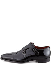 Magnanni For Neiman Marcus Patent Double Monk Loafer