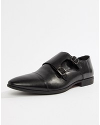 Pier One Formal Monk Shoes In Black Leather