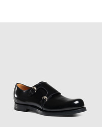 Gucci Shiny Leather Monk Strap Shoe
