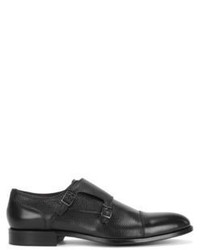 Hugo Boss Stockholm Monk Mxct Italian Calfskin Double Monk Strap Dress Shoes 11 Black