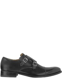 Forzieri Italian Handcrafted Black Leather Monk Strap Shoes