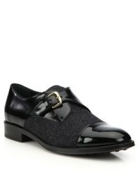 Tod's Leather Felt Monk Strap Loafers