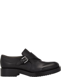Jil Sander Navy Leather Monk Strap Shoes Black
