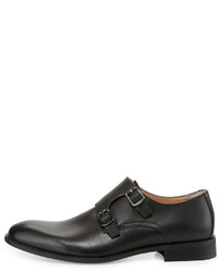 Neiman Marcus Luther Double Monk Leather Loafer Black