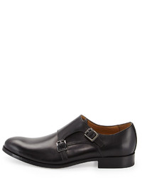 Neiman Marcus Milano Double Monk Shoe Black