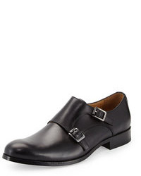 Neiman Marcus Milano Double Monk Shoe Black