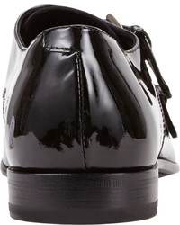 Barneys New York Patent Double Monk Shoes Black