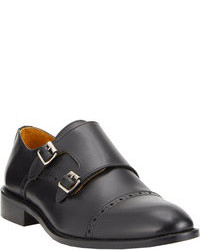 Barneys New York Perforated Cap Toe Double Monk Shoes