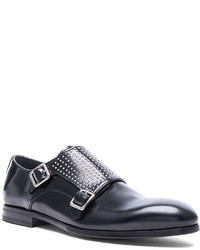 Alexander McQueen Studded Double Monkstrap Leather Shoes
