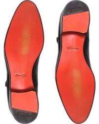 Santoni Wilson Leather Monk Shoes