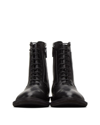 Haider Ackermann Black Leather Lace Up Boots