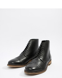 ASOS DESIGN Lace Up Brogue Boots In Black Leather