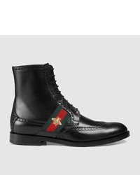 Gucci Leather Boot With Bee Web