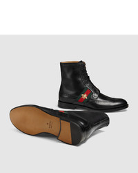 Gucci Leather Boot With Bee Web