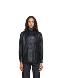 LVIR Black Faux Leather Oversized Shirt