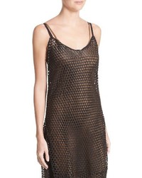 Simon Miller Ceres Perforated Leather Slip Dress