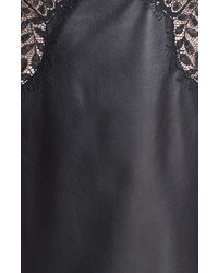 Tadashi Shoji Lace Detail Leather Sheath Dress