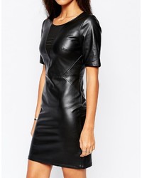 Sisley Leather Look Dress With Mesh Insert