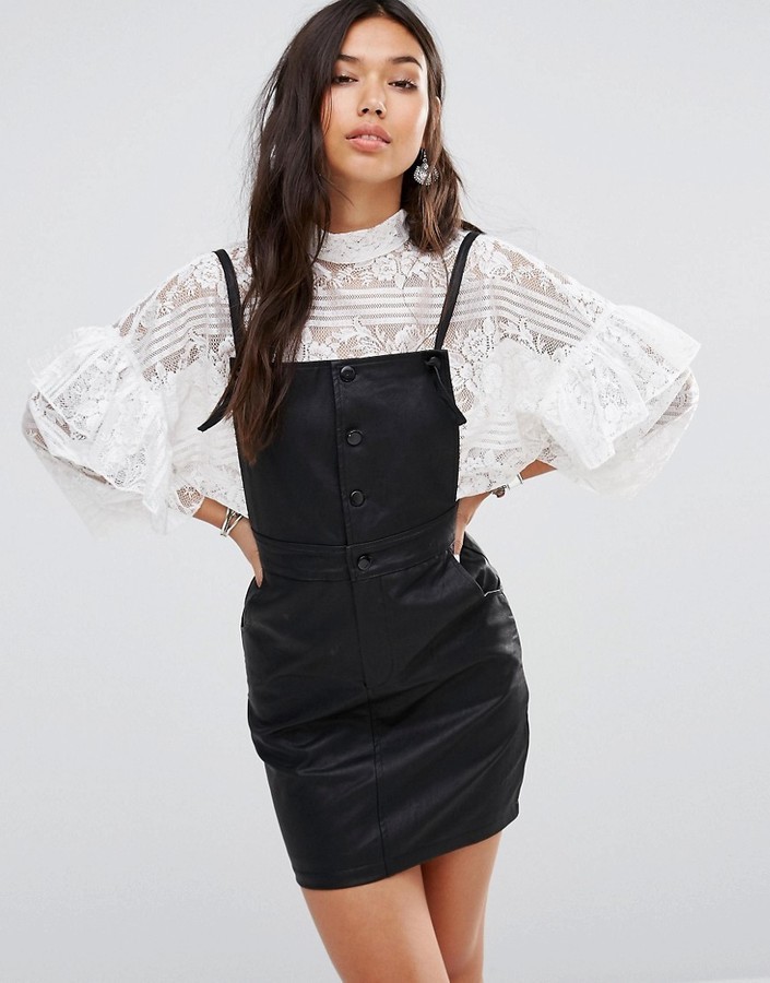 pinafore dress leather
