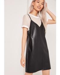 Missguided Two In One Faux Leather Dress Black